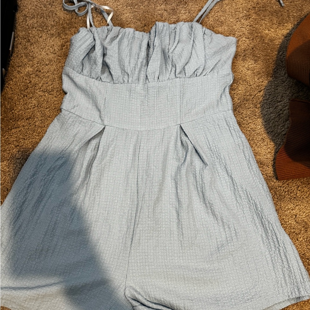 SHEIN Light Gray Textured Romper